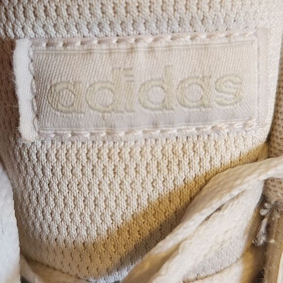 Adidas White Leather Sneakers, Clean! Silver/Holographic Stripes, 7 Men's (8.5) - Picture 5 of 8